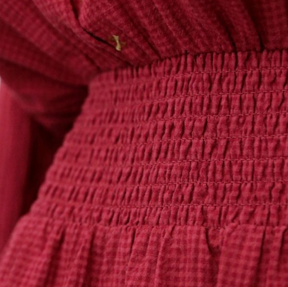 CURRENT AIR Burgundy Embroidered Blouson Dress - Picture 7 of 8
